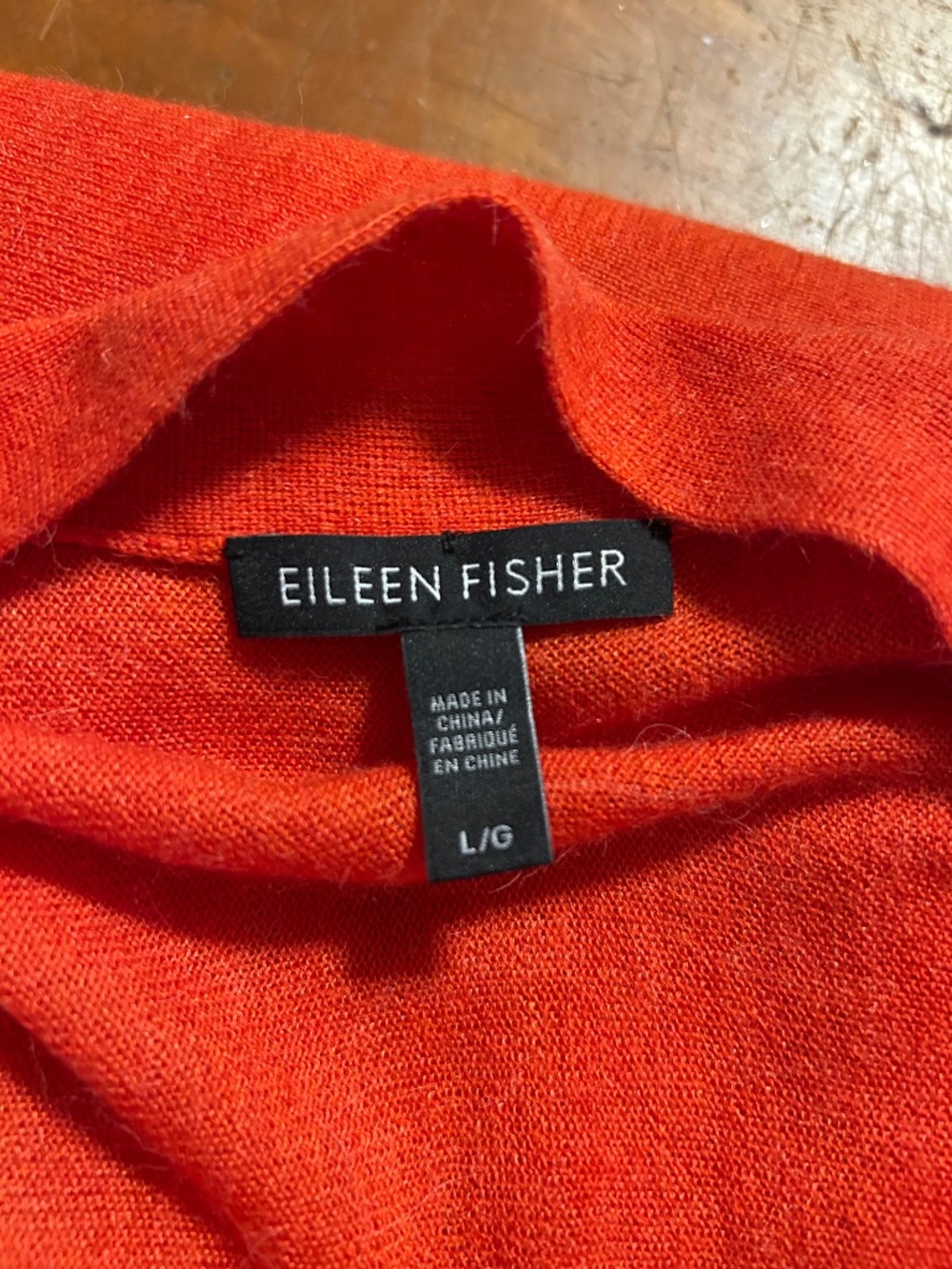 EILEEN FISHER Bright Orange Cotton/Merino Wool Long Light POCKETS Cardigan Large